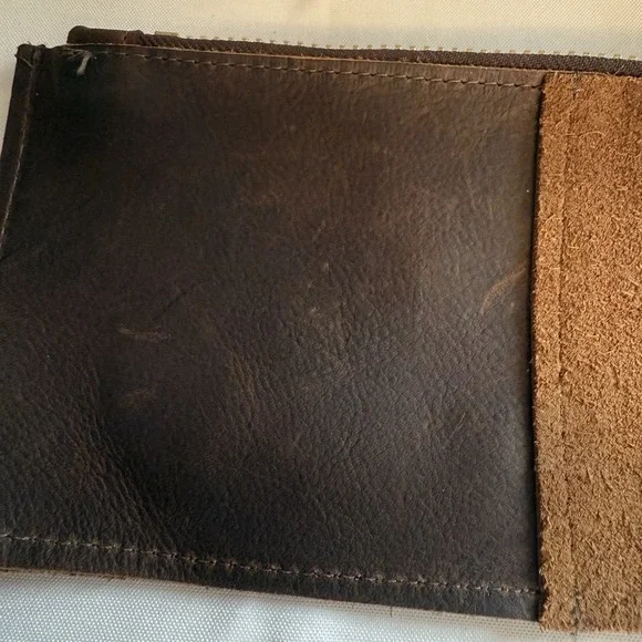 WILDWOOD OYSTER CO. LEATHER CLUTCH TEAL ROPE WRISTLET BROWN LEATHER WALLET POUCH